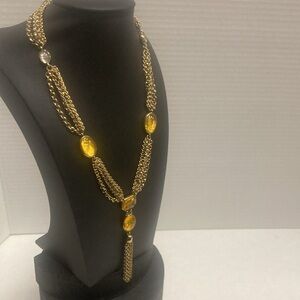 Gold tone necklace with Glass Beading